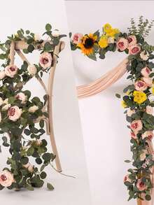 1件1.8米人造牡丹藤蔓花环，仿真牡丹和玫瑰，人造植物藤蔓花环，适用于家居装饰、仿真植物、春季装饰、房间装饰、桌面装饰、花园装饰、房间装饰、礼物、母亲节装饰、场景布置、厨房装饰、婚礼装饰、卧室装饰配件 - 香檳色 - 查看 5