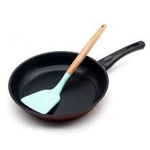 1-Pack Silicone Spatula, Household High-Temperature Resistant Kitchen Utensils With Wooden Handle, Non-Stick Pan Spatula, Baking Tool, High-Temperature Resistant Kitchen Spatula, Silicone Frying Spatula With Wooden Handle, Suitable For Non-Stick Pans, Cooking Utensils, Ideal For Frying Fish, Eggs, Pancakes, Meat, And French Fries (Multiple Colors Shipped Randomly) - 隨機 - 查看 3