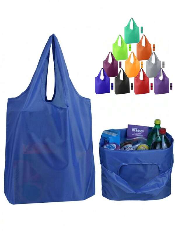 10 piezas Bolsas de compras plegables y reutilizables - Bolsas de tela resistentes y duraderas para la compra diaria y el almacenamiento en el hogar; Bolsa de playa impermeable y grande, organizador de viaje plegable unisex, excelente para volver a la escuela y regalos de Navidad