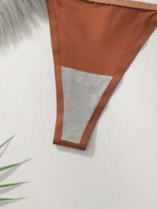 2pcs/Set Women's Underwear (With Underwire) - Brown - View 12