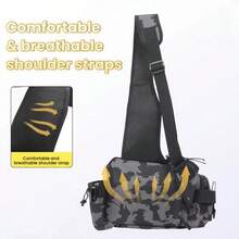 Bolsa de pesca de hombro de camuflaje de gran capacidad, mochila de pecho duradera, adecuada para pesca y senderismo al aire libre, multifuncional, hecha de material duradero - Multicolor - Ver 4