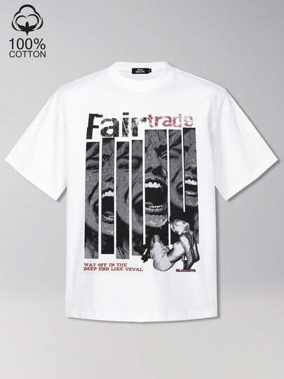 Tiny Spark Camiseta blanca casual de hombre con estampado retro de figura