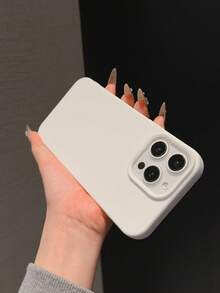 1pc White Matte Minimalist Large Hole Lens Protection Anti-Drop TPU Soft Phone Case, Personalized For IPhone 11/11 Pro Max/12/12 Pro/12 Pro Max/13/13 Pro/13 Pro Max/14/14 Pro/14 Pro Max/14 Plus/15/15 Pro/15 Pro Max/15 Plus/16/16 Pro/16 Pro Max/16 Plus/17/17 Pro/17 Pro Max - White - View 3