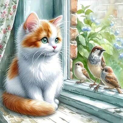 1pc [30*30cm/11.8*11.8in][40*40cm/15.7*15.7in]5D Acrylic Diamond Painting Kit, Cat Pattern, Suitable For Adult Beginners DIY Mosaic Diamond Art, Full Drill Handmade DIY Diamond Painting, Applicable For Living Room, Bedroom, Office Wall Decor Hanging Painting, Surprise Art Home Decor Gift For Family And Friends