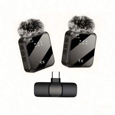 Micrófono inalámbrico de solapa de alta calidad, micrófono de solapa inalámbrico 3 en 1, micrófono de solapa inalámbrico 2 en 1, con múltiples opciones de puertos, cancelación de ruido inteligente profesional, condensador omnidireccional, paravientos, interfaz USB (múltiples opciones de puertos), batería de litio recargable, conectividad 2.4G/3G/4G/5G, adecuado para transmisiones en vivo, entrevistas, grabación de canciones, podcasts, charlas y vlogs