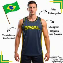 Brazil World Cup 2026 Sports Tank Top - Lightweight And Comfortable For Gym, Training, Weightlifting And Running - Hitam - View 4