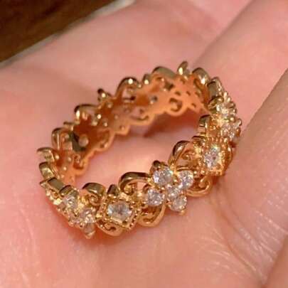 1個 ヴィンテージ スパークルリング、ミニマリスト ラグジュアリー ニッチデザイン レディース用