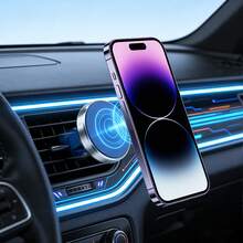 Giá đỡ điện thoại từ tính bằng hợp kim màu xanh dương cho ô tô, giá đỡ điện thoại gắn khe gió điều hòa, nam châm mạnh, ổn định, xoay 360°, chuyên dụng cho khe gió điều hòa ô tô, màu kim loại xanh dương, quà tặng mùa xuân. - Màu xanh lam - Xem 4