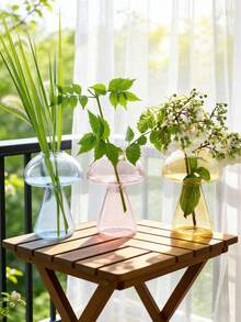 1个透明彩色蘑菇形玻璃花瓶，波西米亚风格花卉装饰，美观的桌面家居摆件，创意植物展示，现代室内装饰，适用于客厅、卧室、餐桌、茶几、书架、窗台，营造自然宁静的氛围，摄影道具，日常家居美学装饰 - 款式3 - 查看 5