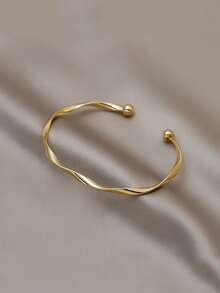 1pc Moebius Twist Line Design Adjustable Open Bangle Bracelet, Minimalist Elegant Friendship Gift, Suitable For Birthday Party - Multicolor - View 3