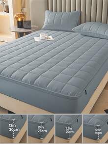 1 tấm bảo vệ nệm chống thấm nước 6 mặt có khóa kéo, ga trải giường chần bông êm ái, phù hợp với nệm dày 20cm/8", nhiều kích cỡ, thoáng khí, không gây tiếng ồn và chống bụi, màu xám, cỡ Full Size, thân thiện với da, có thể giặt, vỏ bọc nệm có khóa kéo chất lượng cao - Xám (ga trải giường cao 20cm) - Xem 6