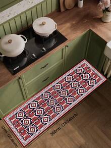 1pc Silicone Kitchen Mat, Featuring Classic Turkish Kilim/ Rug Pattern In Deep Navy Blue Background - Multicolor - View 10