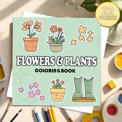 Blooming Pages: Flowers & Plants Coloring Book,(22-Page Thick Paper Upgraded Version) A Coloring Book Specially Designed For Women, With Bright Colors, Stress-Relieving, Suitable For Markers, For Teenagers, Featuring Fantasy And Eerie Elements. Ideal For Valentine's Day, Birthdays And Other Festivals. It's A Great Gift For Halloween, Back-To-School, For Adults, Christmas, For Art And Craft Supplies, DIY Leisure, And Doodling.