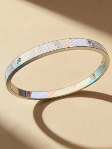 Pulsera de acero de titanio con diamantes de imitación con diseño de flor de cuatro hojas, resistente al agua y a la decoloración, regalo para el Día de la Madre/Día de San Valentín, regalo para esposa, novia, hija - Pulsera de flores de cuatro hojas a rayas - Ver 6