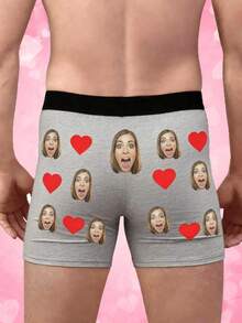 1 chiếc quần lót nam in hình tùy chỉnh, ngộ nghĩnh, thời trang, phù hợp để mặc hàng ngày và làm quà tặng. - Xám - Xem 3