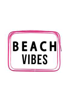 Damen "Beach Vibes" Make-up Tasche, PVC klare Kosmetiktasche Reise Kulturtasche, strandthematischer Buchstabendruck wasserdicht leicht zu reinigen, multifunktionaler tragbarer Kulturtaschenorganizer, Strandurlaubs-Essentials, transparente Aufbewahrungstasche, leichte dauerhafte Reißverschluss Make-up Tasche für Sommerausflüge, Poolzeiten, tägliche Aufbewahrung & Strandurlaubs-Essentials, Geschenk für Freunde und Beste Freundinnen, vier Farben erhältlich, Reisenotwendigkeit - Verschiedenfarbig - Übersicht 9