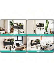 7-Hook Key Hanger - Heavy-Duty Key Storage Rack, Space-Saving Entry Organizer With Mail Sorting Function, Natural Wood Finish, Suitable For Entryways, Kitchens, And Offices - Comes With Free Screws For Easy Installation, Rustic Home Storage Product, Sturdy Hooks, Wall-Mounted Storage Rack,Key Holder - 鑰匙架 - 查看 6