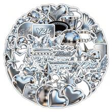 58pcs Y2K Style Metal Texture Stickers, Suitable For Phone, Computer, Notebook And DIY Aesthetic Graffiti - A - View 5