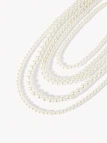 Opalesca 3pcs Rhinestone & Faux Pearl Decor Jewelry Set - White - View 4