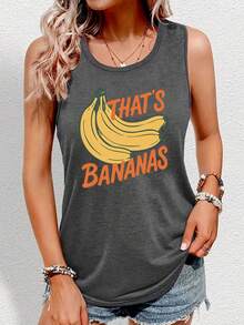 1 Piece Of A Pullover Suitable For Plus-Size Women, Featuring A Banana Pattern, A Casual Outfit Suitable For All Seasons, Shipped From The Local Warehouse, Delivered Quickly, A Versatile Top - 深灰色 - 查看 2