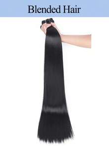 26英寸三合一长直发发束双层缝制发束和钩针编织发套装自然混合发质快速编织缝合发束女士假发钩针编织接发 - S1 - 查看 2