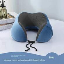 1 almohada de viaje de rebote lento, almohada de apoyo para el cuello con reposacabezas en forma de U, almohada para siesta, almohada de avión de viaje para avión de viaje de oficina - Negro - Ver 9