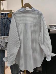 Women's Solid Color Pocket Embroidery Button Casual Shirt Summer - White Cherry - View 3