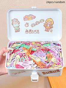 12/24/36pcs/Set Colorful Printed Hair Clips, Bangs Side Clips - Suitable For Girls And Women, Minimalist Design With Eye-Catching Patterns, Easily Add Playful Vibe To Hairstyles, Whether Ponytail Or Side Clip, Essential Daily Hair Accessory,Festival,Party - Multicolor - View 19