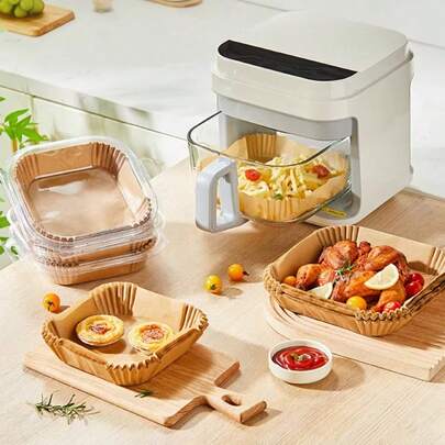 Tấm lót nồi chiên không dầu tốt cho sức khỏe, 50 miếng 20x4.5cm, tấm giấy lót vuông đặc biệt cho nồi chiên không dầu, giúp nấu ăn lành mạnh hơn - Dễ dàng vệ sinh, thích hợp cho nướng bánh, nấu bằng lò vi sóng, sử dụng trong khách sạn/nhà hàng/cơ sở thương mại.