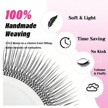 12支装 MASSCAKU 3D 4D 5D W型山茶花睫毛嫁接套装,超大容量预扇形睫毛,C/D 8-15mm,超柔软蓬松 - 查看 4