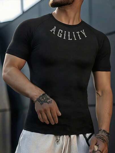 T-shirt décontracté à manches courtes, imprimé, à séchage rapide, pour le sport d'extérieur et l'entraînement, mode homme d'été