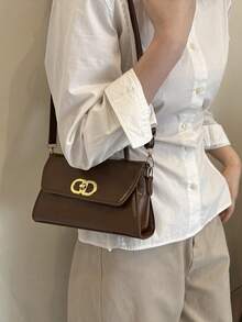 Borsa quadrata piccola in pelle PU con decorazione in metallo, borsa a tracolla moderna e versatile, nuova borsa a spalla e a tracolla da donna - Multicolore - Visualizzare 4