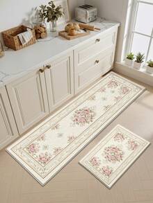 DAJIANG 1 pieza Alfombra de cocina larga con patrón floral europeo, apta para baño, cocina, exterior, interior, pasillo, dormitorio, sala de estar, accesorio de cocina lavable - Multicolor - Ver 7