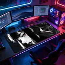 Large Size Dark Anime Girl Demon Mask Gaming Mouse Pad, Extended Non-Slip Rubber Base Desk Mat, Gothic Manga Aesthetic Computer Accessory, Durable Office Desk Pad Suitable For Home Office And Gaming Setup, Ideal Gift For Anime Fans And Gothic Enthusiasts - View 3