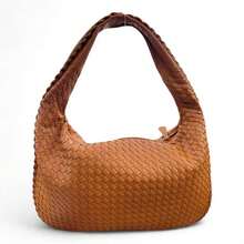 Elegant Women's Shoulder Bag In Braided Faux Leather - Camel - View 5