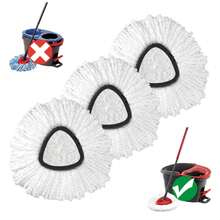 3 Pack Mop Replacement Heads For O-Ceda Mop Replace Head EasyWrin Spin Mop Heads Replacements, Microfiber Spin Mop Refills, Easy Cleaning Mop Head Replacement (White-3 Mop Heads) - 3pcs - 查看 1