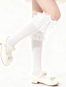 1 双多层蕾丝蝴蝶结腿套，日式芭蕾舞风格，甜美百搭，适合芭蕾舞全能训练、芭蕾舞主题下午茶、圣诞派对、复活节服装、五一音乐节、七夕约会、通勤、与朋友购物、日本商店参观、街拍、毕业照等多种场合。 - 彩色 - 查看 10