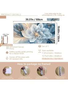 1/2幅/套 现代简约艺术画，柔和白色和浅蓝色渐变，花卉主题，防水，适用于客厅、卧室、厨房、家庭办公室、餐厅，可用作海报、墙饰、房间装饰，带框 - 彩色 - 查看 15