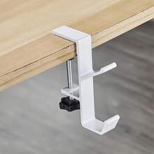 1pc Versatile Under-Desk Hook - Adjustable, High-Load Capacity, Easy-Install, Versatile, Home Office Desk Edge Hook, Portable And Practical Bag Holder Hanging Hook For Office School Desk Table - White - View 7