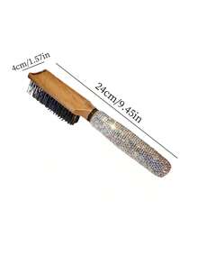 1 chiếc lược cài tóc đính đá lấp lánh chất lượng cao, lược tạo kiểu tóc bồng bềnh, thích hợp sử dụng tại nhà, phòng tắm, khi đi du lịch, quà tặng sáng tạo. - Bạc - Xem 4