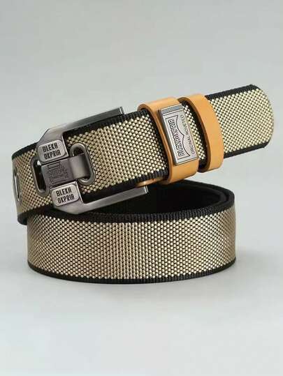 男女通用设计师休闲腰带，金属针扣 - 高品质帆布时尚奢华腰带，百搭实用，适合日常、户外运动和正式场合，是日常配饰的理想之选 | 现代腰带设计 | 耐用腰带，是父亲节和情人节的完美礼物