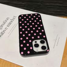 Funda protectora de teléfono con patrón de lunares, estilo y a prueba de golpes de TPU, compatible con modelos de Apple, adecuada como regalo de cumpleaños y Navidad para parejas, novias, hijas y adolescentes - Negro - Ver 3