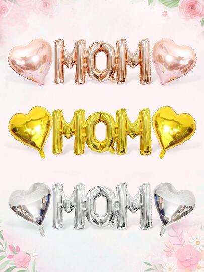 3-pack ballongset med mors dag-motiv, bokstavsballong "mamma" och hjärtformade folieballonger, lämpliga för att fira mors dag, årsdagar, mammas födelsedagskalas, dekorativa ballonger till mors dag