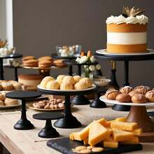 3Pcs Antique Cake Stand Set - Round Metal Cupcake Stands  - Elegant Dessert Display, For For Wedding, Birthday Party Decor,Halloween Decoration - 黑色 - 查看 4