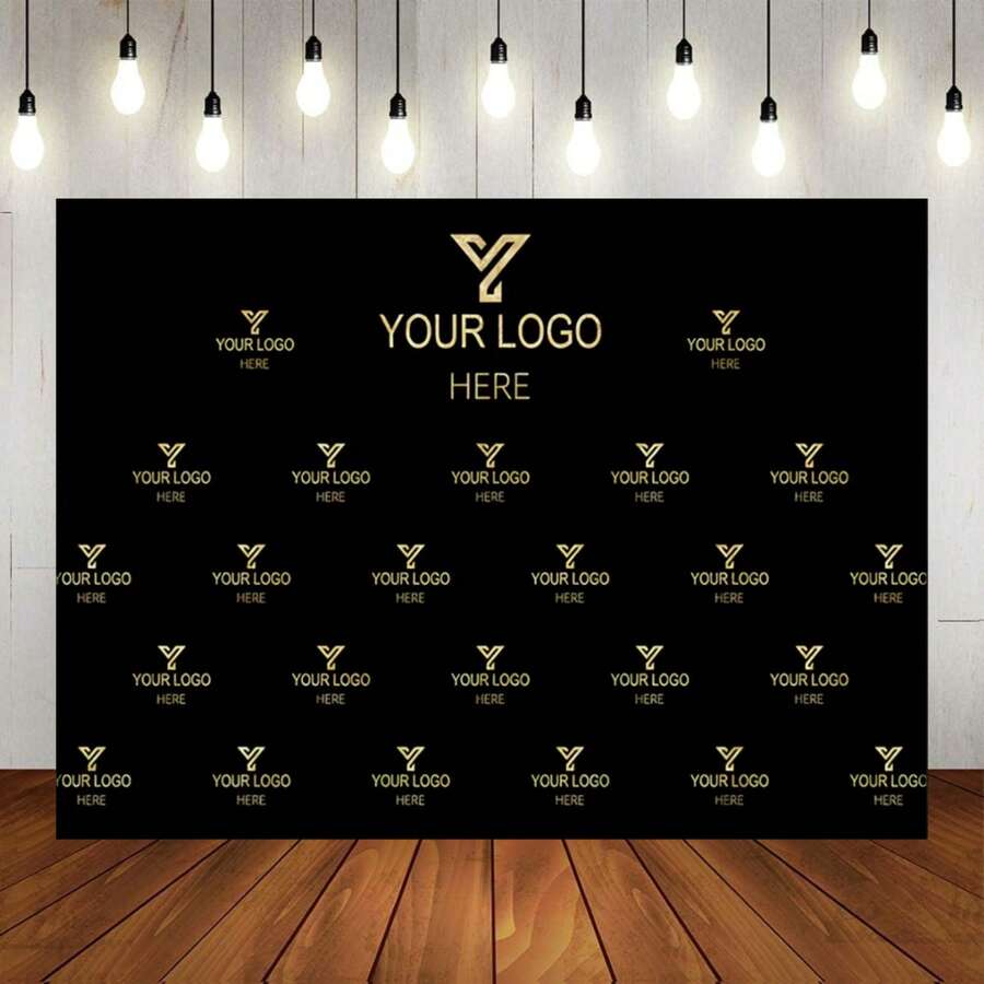 1pc Customized Logo Design Background, Suitable For Business Events, Festivals, Customized Banner Props, Portable Vinyl Material, Easy-Install, Step And Repeat Banner, Photo Backdrop, Wedding