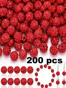 50/100/200颗 10毫米闪亮迪斯科球珠 - 闪亮黄色塑料珠，反光表面，适用于珠宝制作、DIY工艺品、项链和耳环配件、珠宝制作珠子、耳环组件、手工珠子 - 彩色 - 查看 59