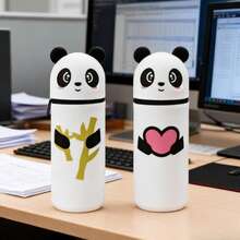 Panda Silicone Pencil Case, Heart/Bamboo Panda Pattern, Soft Silicone Material Pencil Box And Holder, Animal Pattern Pencil Case Gift - Two Bamboo-panda Pen Holder - View 2