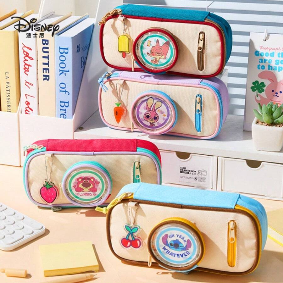 Estuche de lápices con diseño de dibujos animados de Disney, bolsa de almacenamiento de gran capacidad y alta calidad, organizador multifuncional de útiles escolares, bolsa de lápices minimalista de varias capas, nuevo diseño - Una pieza - Ver 1