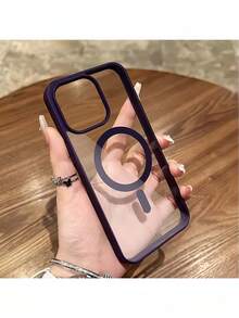 Transparent Magnetic Phone Case, Compatible With 17 Pro Max, 16, 15, 14, 13, 12, 11 Pro Plus Max, Mini 7, 8, SE, 16e, 7P, X, XR, Xs Max, Shock-Proof Protective Cover, Compatible With Samsung S25 Ultra, S24 Ultra, S23 FE, S22+ - Dark Purple - View 3