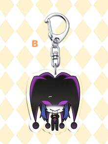 1个亚克力钥匙扣，造型奇特的马戏团小丑，可爱动漫小丑吊坠，动漫怪诞马戏团钥匙扣，手机挂饰/手机链，包包配件，创意粉丝礼物，双面贴有保护膜 - 彩色 - 查看 4